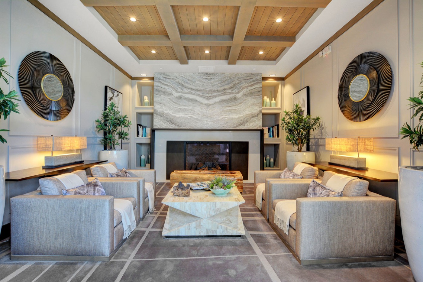 Clubhouse lounge with fireplace at Regency at Summerlin