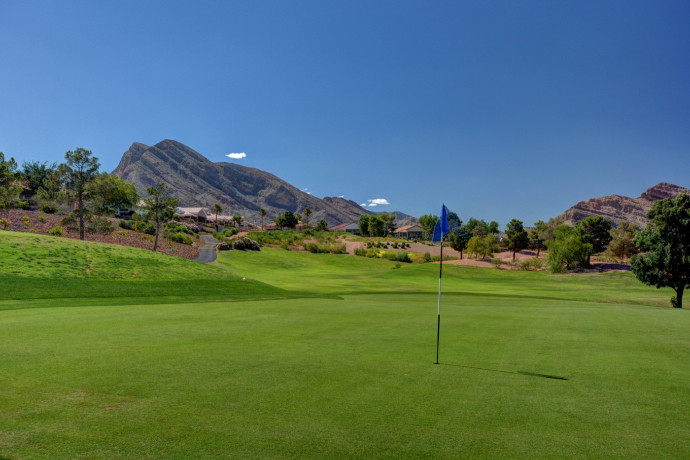 Golf course green and flag at one of Sun City Summerlin's three golf courses